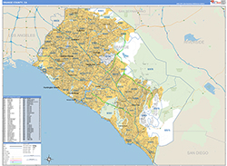 Orange County Metro Area Wall Map Basic Style 2026
